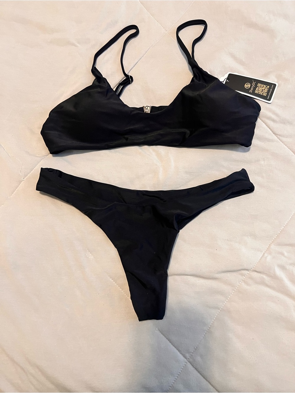 Black Women's Bikini Set — Sleek Bralette Top & Cheeky Bottom